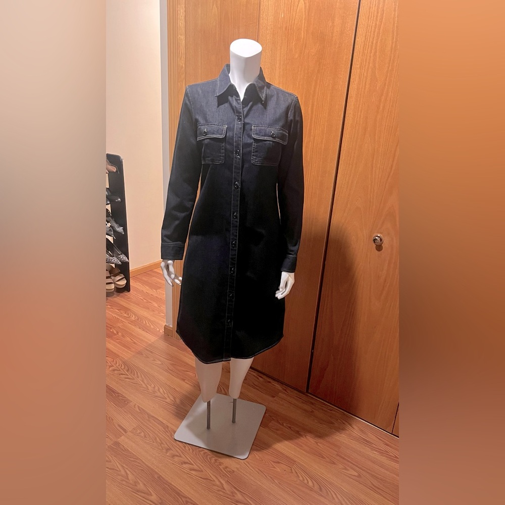 Ralph Lauren Denim western midi shirtdress button front not worn(dark blue color